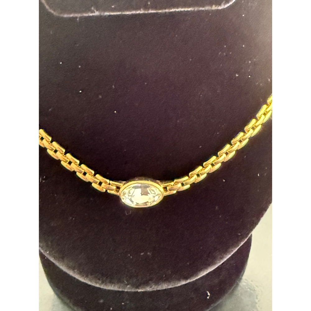 Trifari Necklace Women 17" Gold Excellent Oval Crystal Link Chain Vintage - Picture 7 of 9